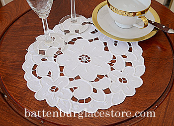 Empress All Embroidered Round Doily. 10" Round. ( 6 pieces) - Click Image to Close